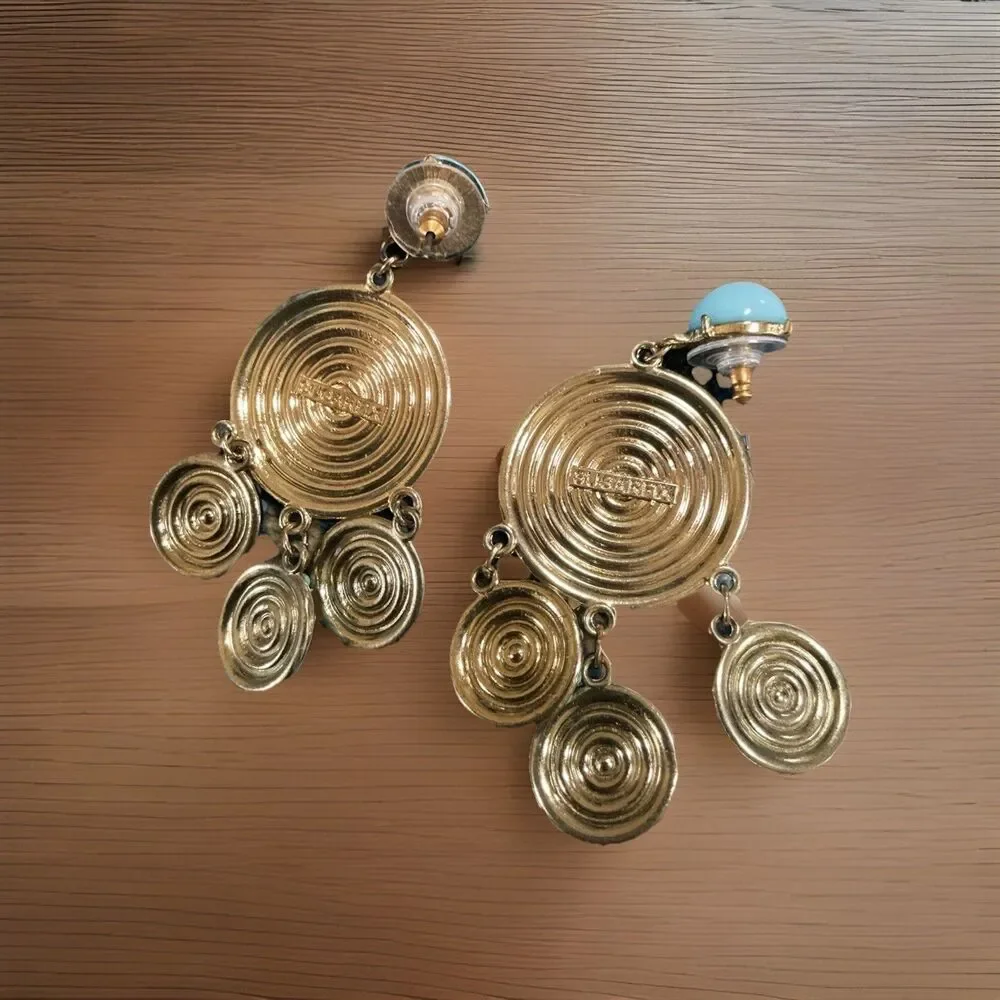SUGARFIX by BaubleBar Turquoise‎ Beaded Chandelier Drop Earrings Gold Tone Boho